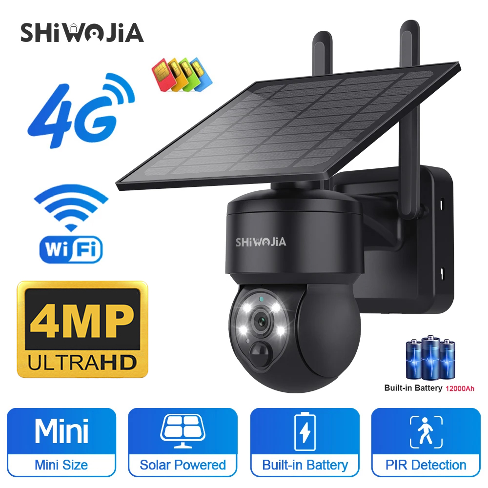 Smart Home Energy - SHIWOJIA WIFI Беспроводная PTZ-солнечная камера 4G