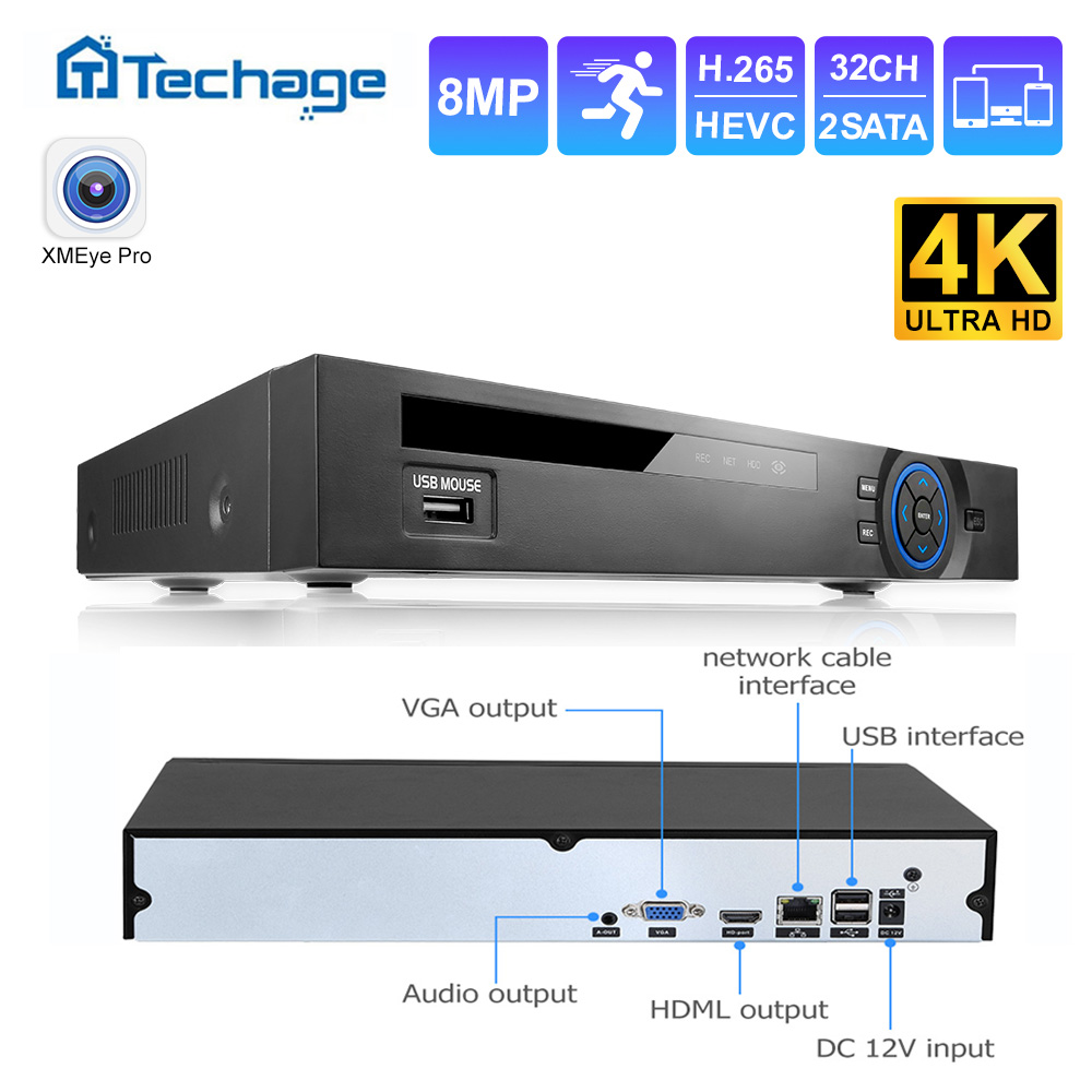 Security Ip Camera - Сетевой видеорегистратор Techage UHD H.265 36CH