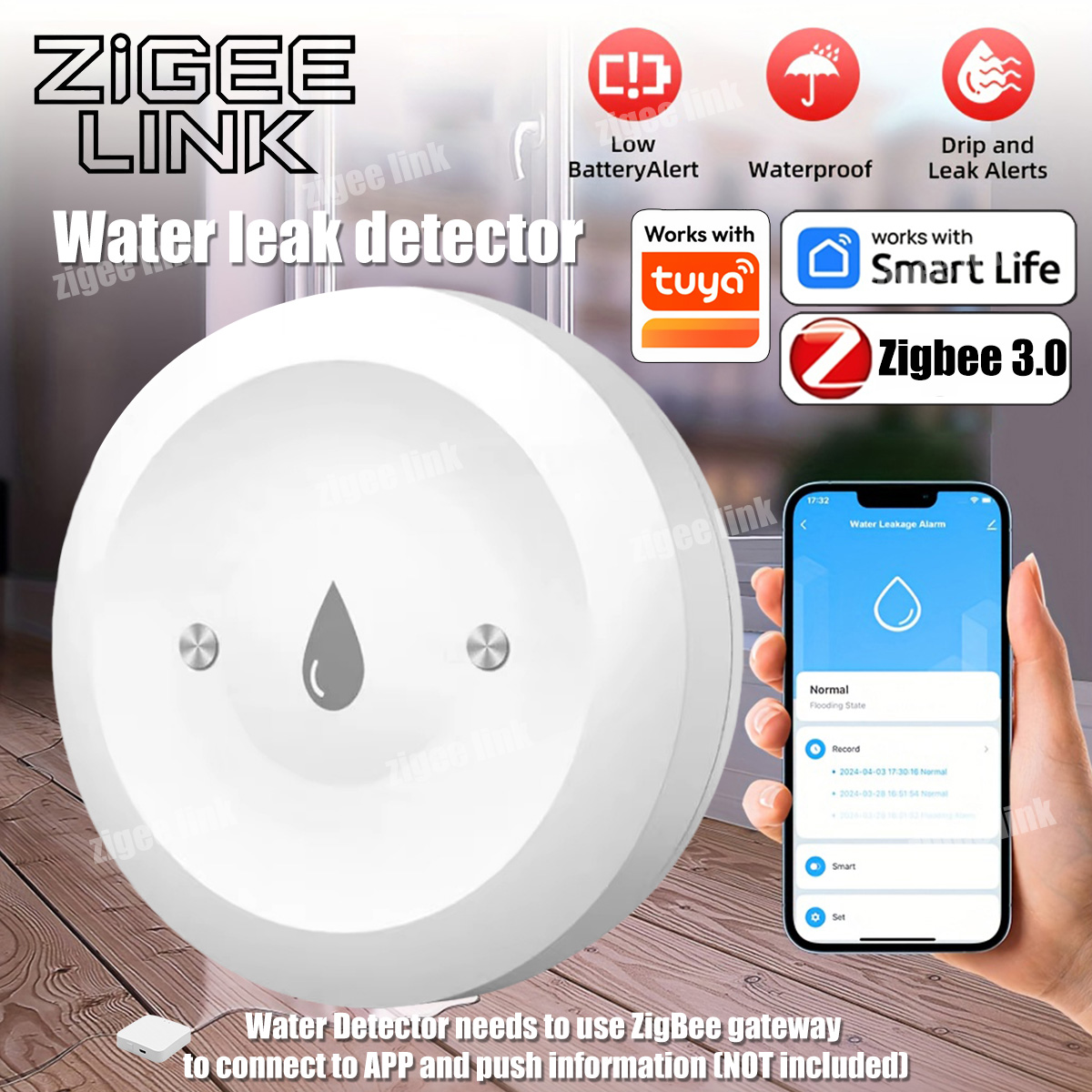 Smart Home Zentrale - Датчик воды ZigBee 3.0: Умный детектор