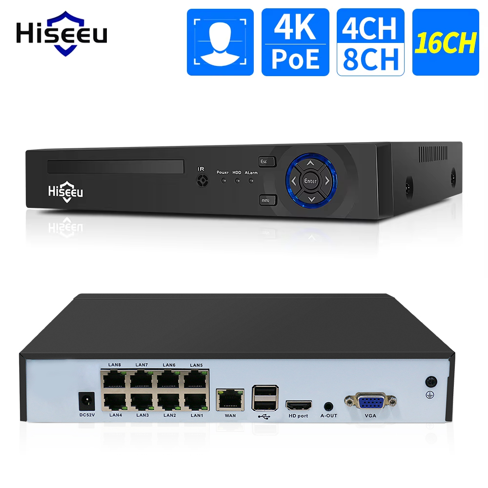 Hiseeu 4CH 10CH 16CH 4K 8MP 5M – обзор и цена Security Ip Camera